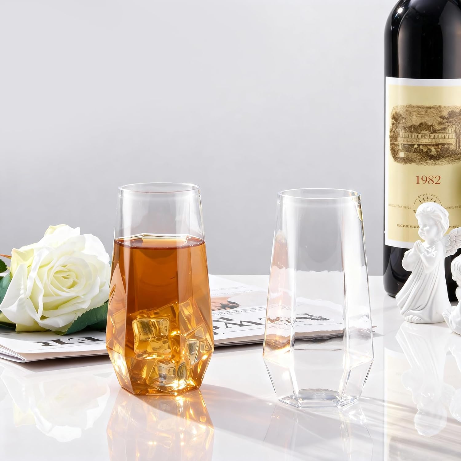 Goodluck 24 Clear Pack Diamond Unbreakable Stemless Plastic Glasses 9 Oz BPA-Free, Durable Disposable Wine/Champagne Flutes for Toasting & Cocktails, Ideal for Weddings, Bars, Events & Celebrations - Image 9