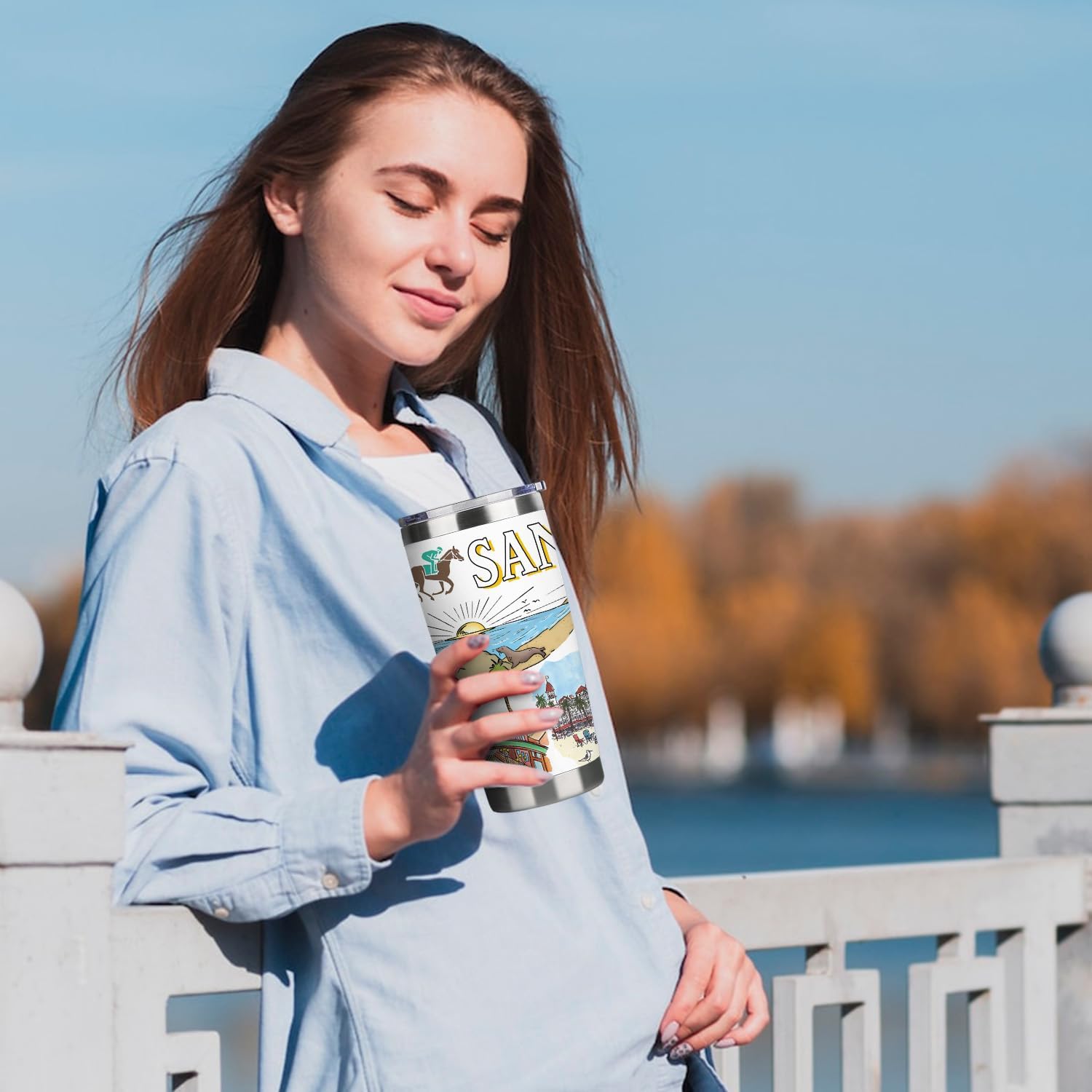 City Tumbler for City Lover,20oz Double Wall Vacuum Insulated Stainless Steel Coffee Cups (San diego) - Image 5