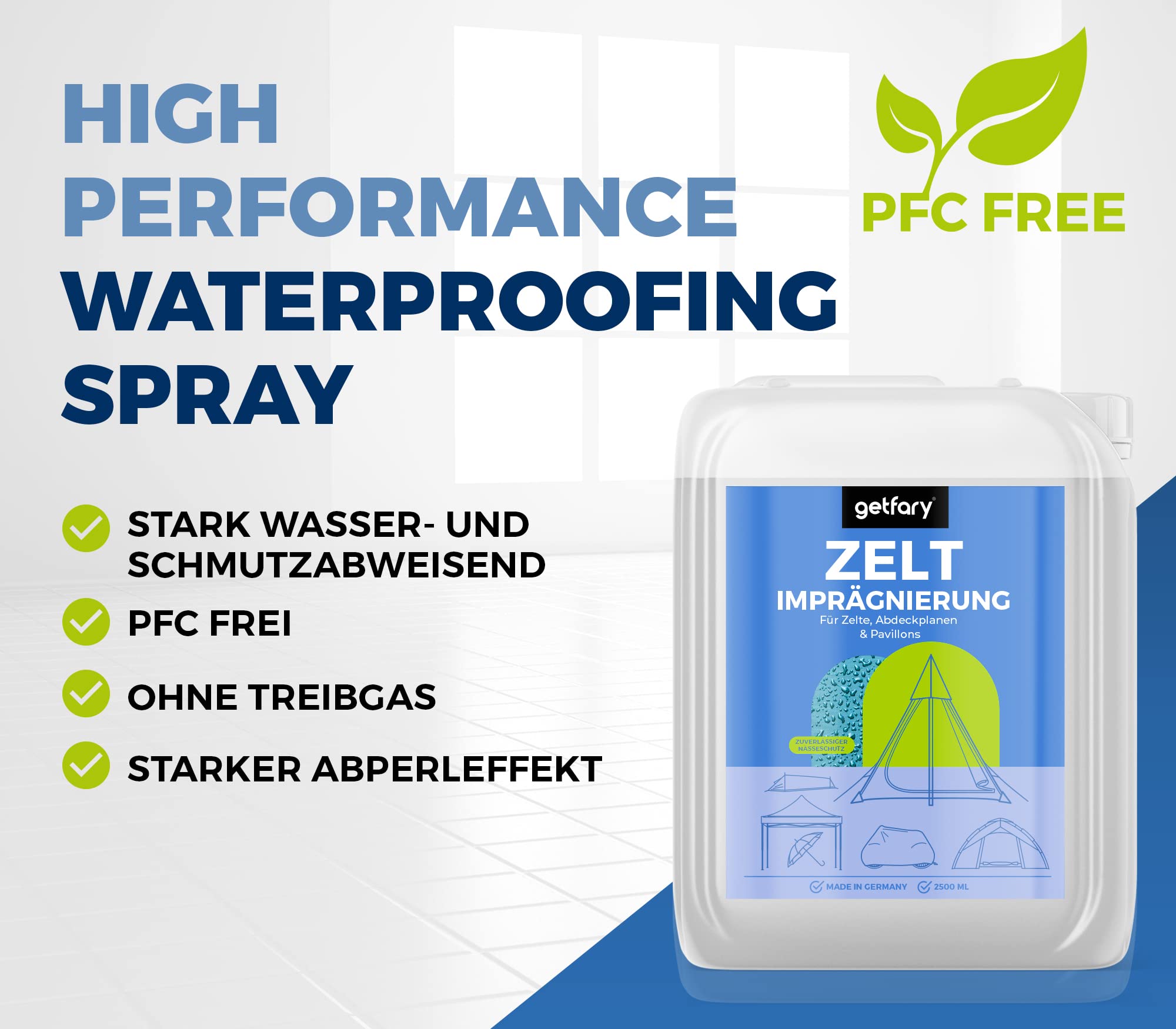 Spray impermeabilizante para tiendas de campaña y pabellones 3L – Premium Spray On impregnación para exteriores
