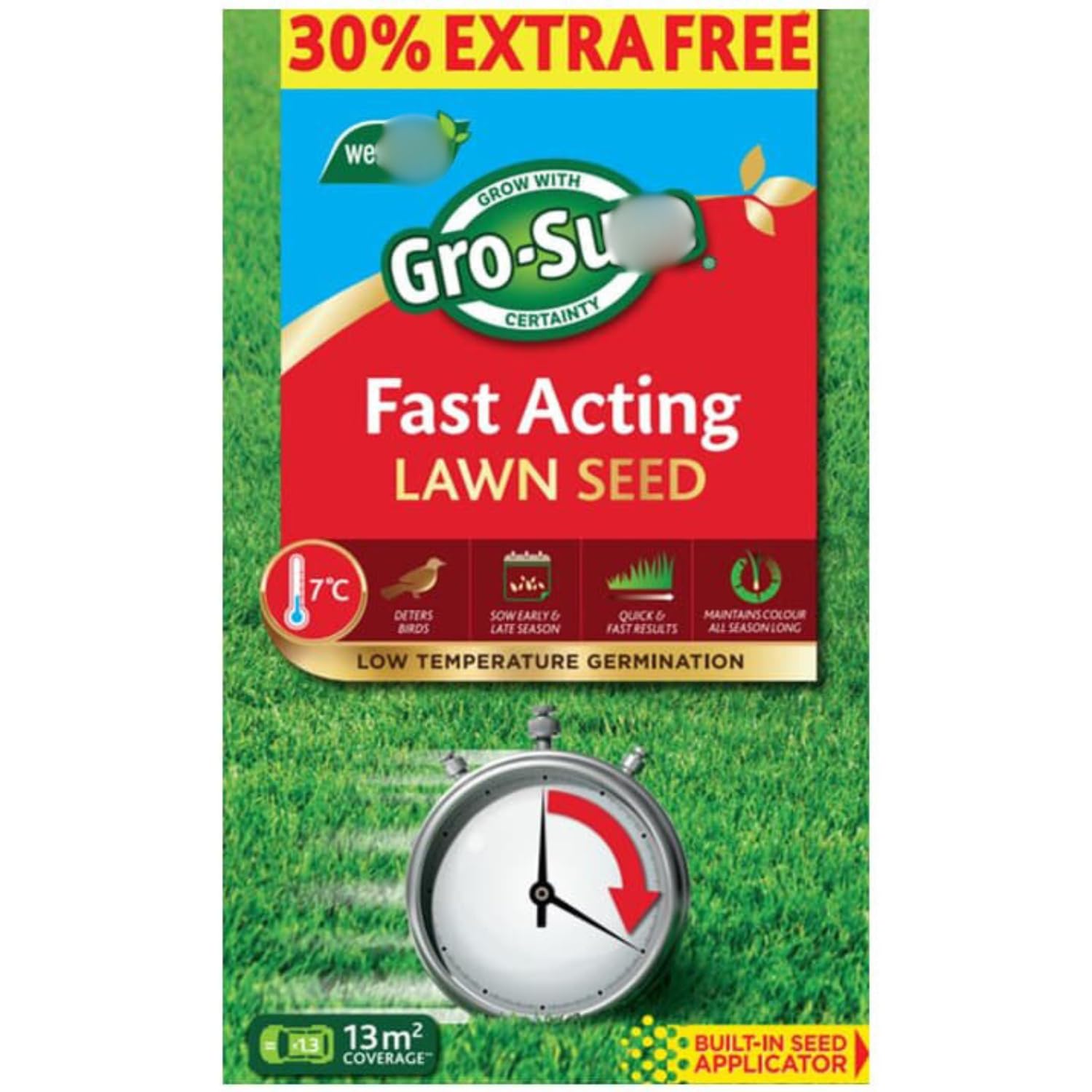 Fast Acting Lawn Seed - the Seed Includes Bird Deterrent Dressing and Varieties that Geminate in Colder Conditions for an Extended Sowing Period - Size: 10m² (Approx.)