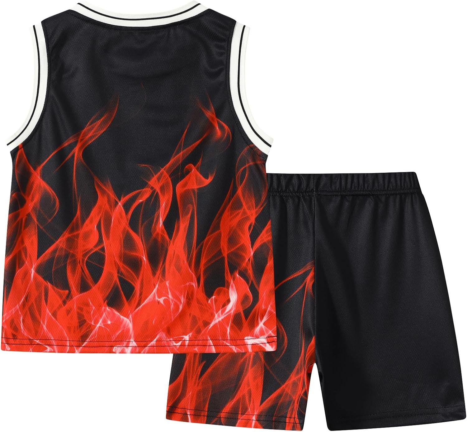 2 or 6 Piece Kids Boys Basketball Jersey Set Youth Letters Printed Lightweight Basketball Tank Top and Track Shorts 9-10 Years Black-red image 2 of 7 B0F1MH3ZML