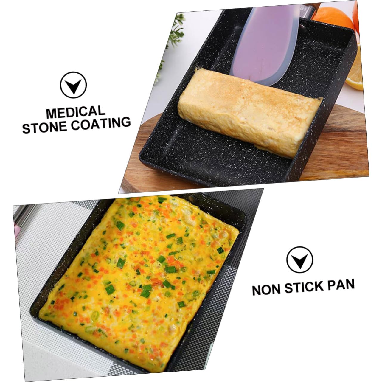 Hemobllo Sartén Tamagoyaki Antiadherente de Cocina Sartén Cuadrada Japonesa para Hacer Tortillas y Crepes de Utensilio de Cocina Color Aleatorio