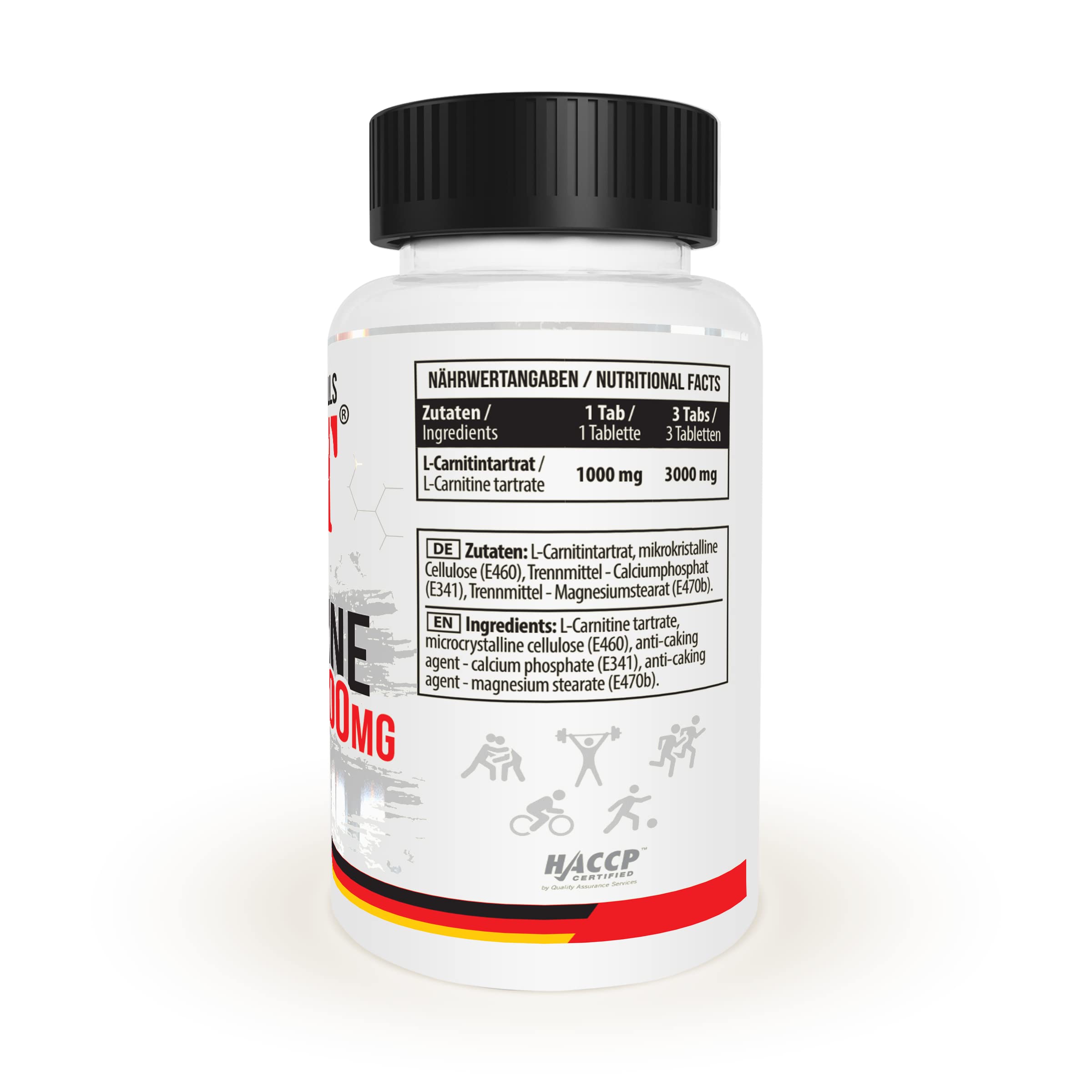 MST L Carnitine 1000 | Fat burner | 1000 mg pro 1 tab | 90 tabletten | MST Nutrition Berlin