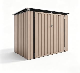 IDEALHOUSE Abschließbare Mülltonnenbox aus Metall 3x6 ft für 2 Tonnen – wasserdicht – Kettendeckel – wetterfest – für Garten, Hof, Rasen, Terrasse – Farbe: Braun