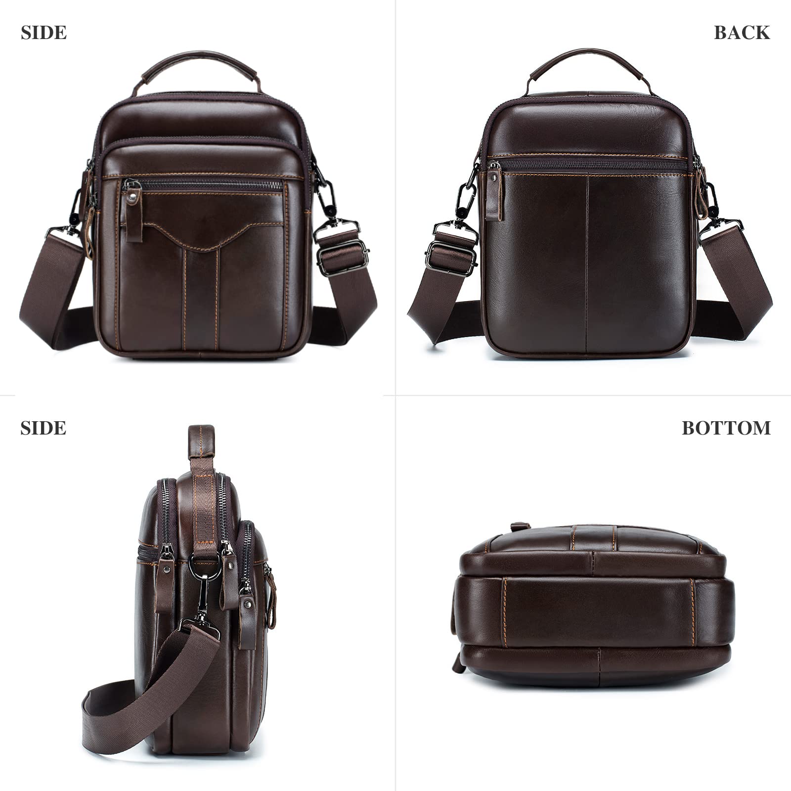 BAIGIO Borsello Uomo Pelle Borsa a Tracolla da Uomo Borsa a Spalla Borsa da Uomini in Vera Pelle Borse Messenger RFID Blocker per Sportiva, Viaggio, Lavoro