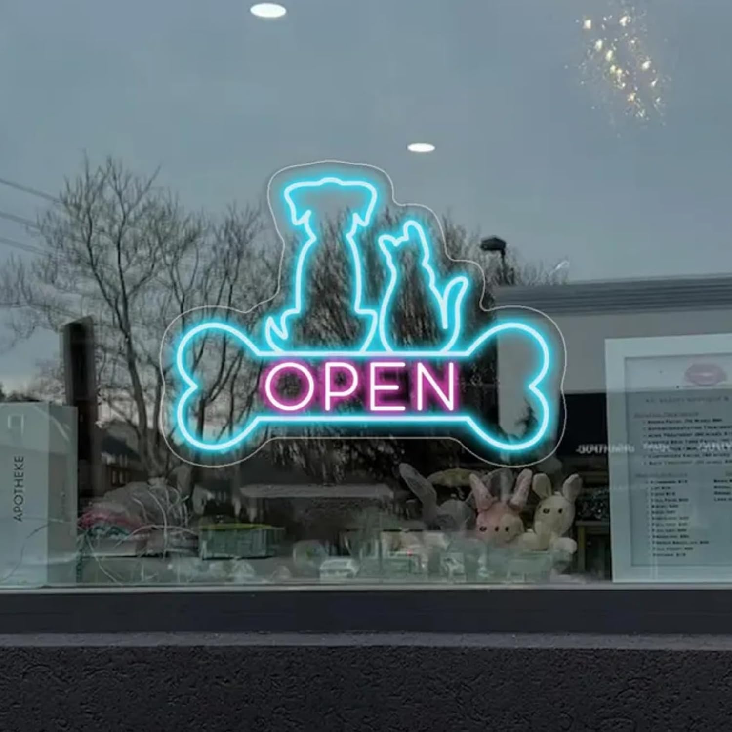 Pet Shop Open Neon Sign LED Dog And Cat Open Sign Bright Pet Grooming Salon Light Animal Shelter Storefront Decor Vet Clinic Window Sign, 18.5"x13.8"