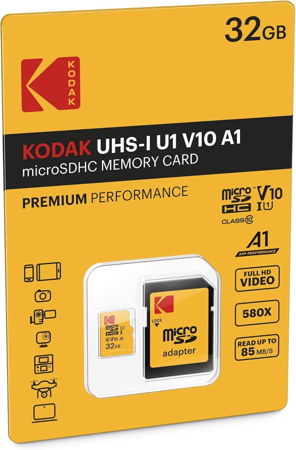 KODAK MicroSDHC Card with SD Adapter in packaging