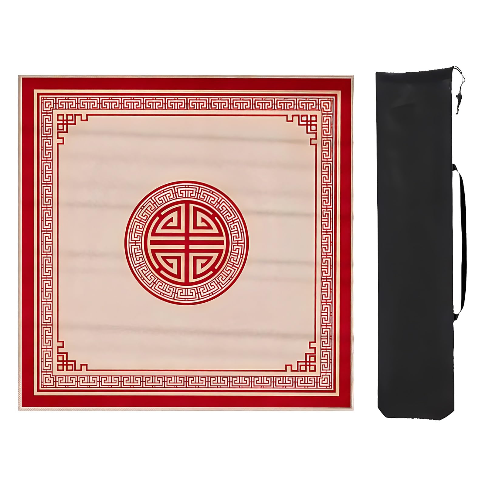 Podkładka do mahjonga, Mata na stół Majiang, kwadratowa mata do mahjonga, pogrubiona z torbą przechowywania(Red 6,90cm/35.43in)
