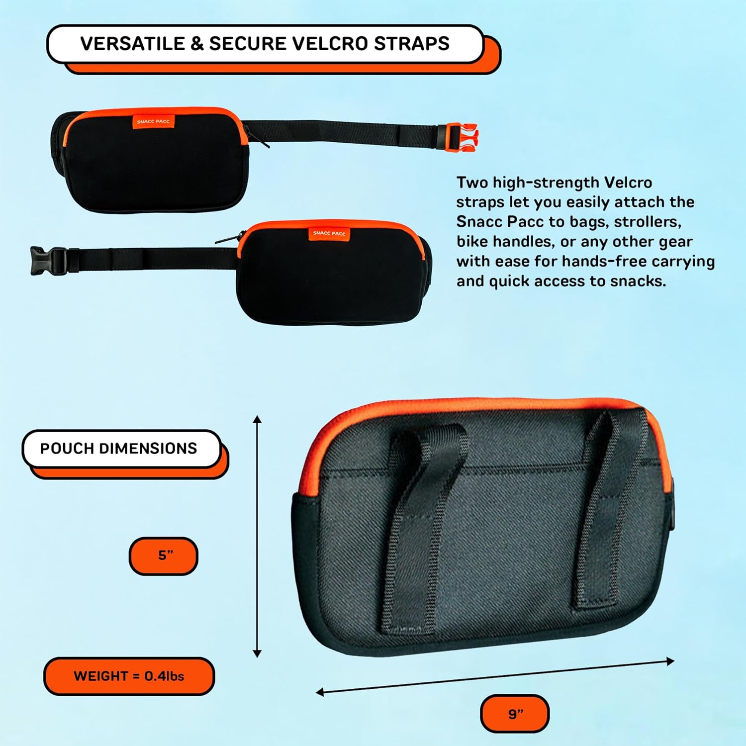 The Snacc Pacc Pouches by Little Chonk | Compatible with the Maxine One Medium Backpack Only | Two Neoprene Storage Compartments with Hip Belt Attachment