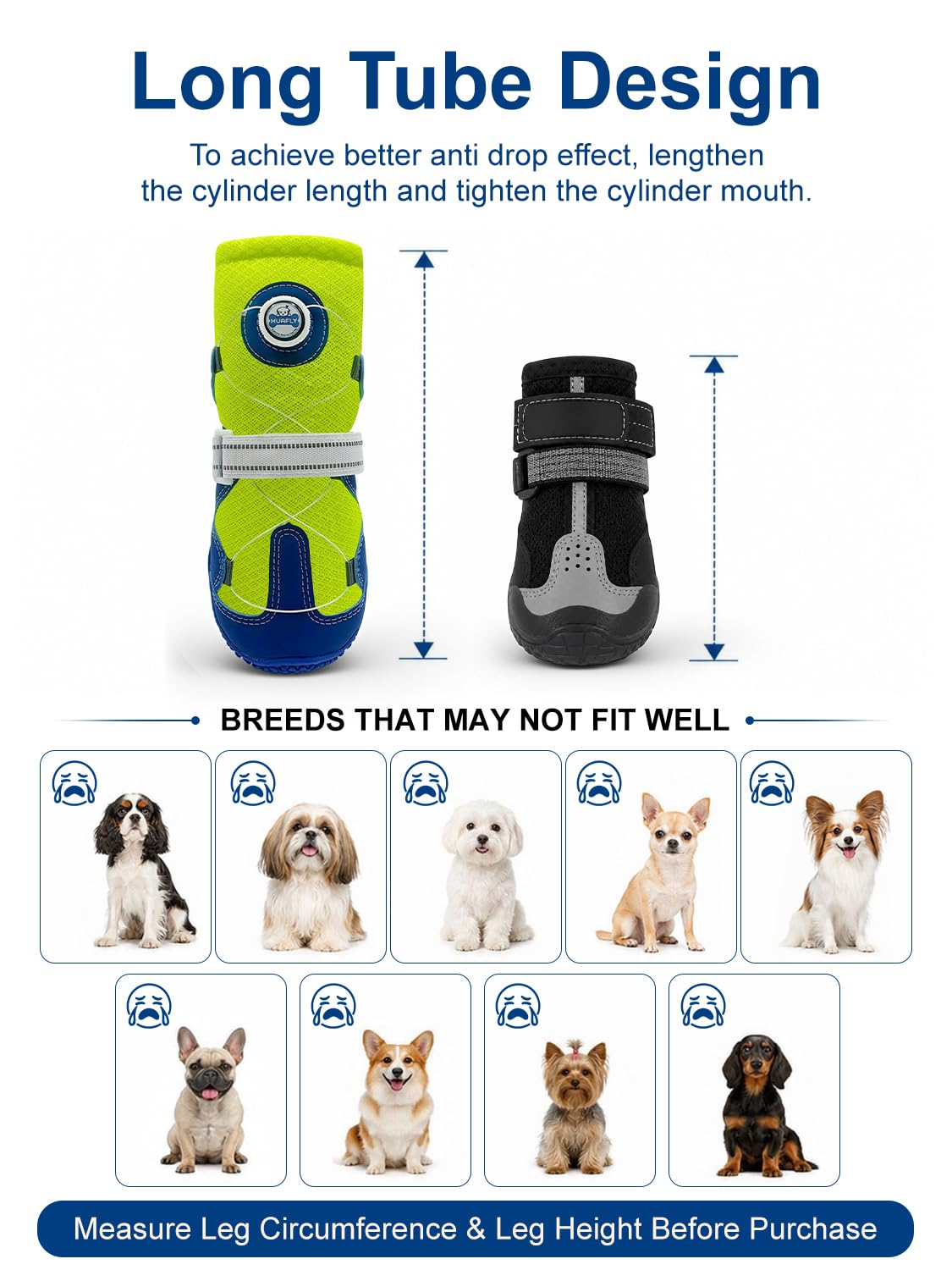 Huafly Hundeschuhe mit Zugknopf, Twist-Lock-Hundeschuhe und Pfotenschutz für kleine, mittelgroße und große Hunde, rutschfeste Sohle, atmungsaktives Netzgewebe, reflektierender Riemen für Wandern