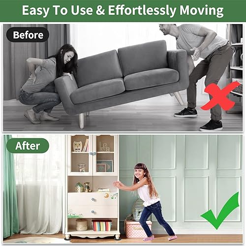 Miniatura 4 de Ezprotekt Deslizadores cuadrados de fieltro de 2.5 pulgadas para suelos de madera dura, 24 almohadillas móviles reutilizables de fieltro para sofá,