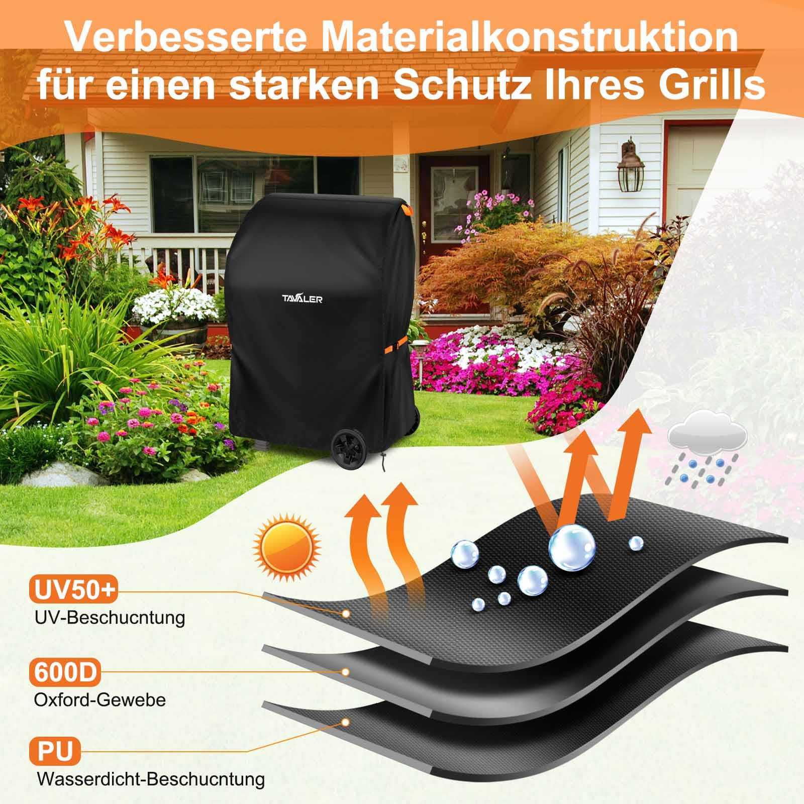 VPMeetX Wasserdichte Grillabdeckung – Groß, 170x119x113 Cm, UV-beständig Mit Gurten, Für Gartenmöbel