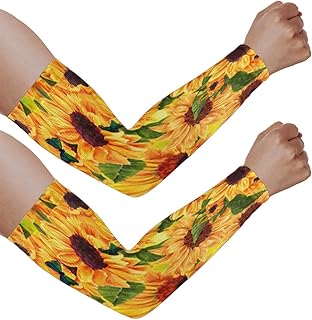 Mangas de braço com proteção solar UV para homens e mulheres, flores florais girassol, lua, estrela, mangas para proteger os braços esportivos, mangas para braço com proteção solar, proteção UV, Girassol floral