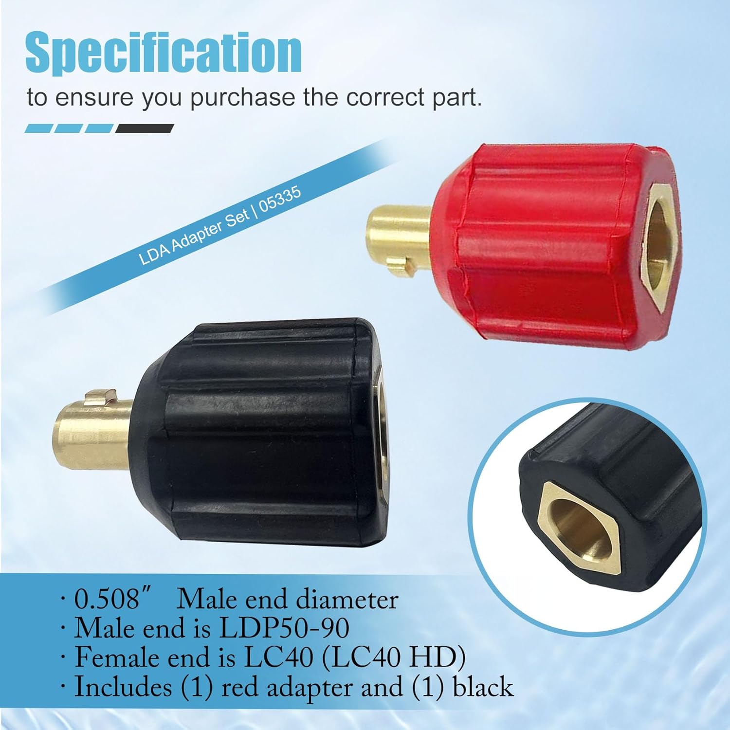 2Pack 05335 Welding Leads Adapter Set, Dinse-Type Machine Plug Connector, Welder Connectors Lenco or Tweco Style LC40 Male to Dinse Style Female,Welder Cable Terminal Adapter Replaces Miller