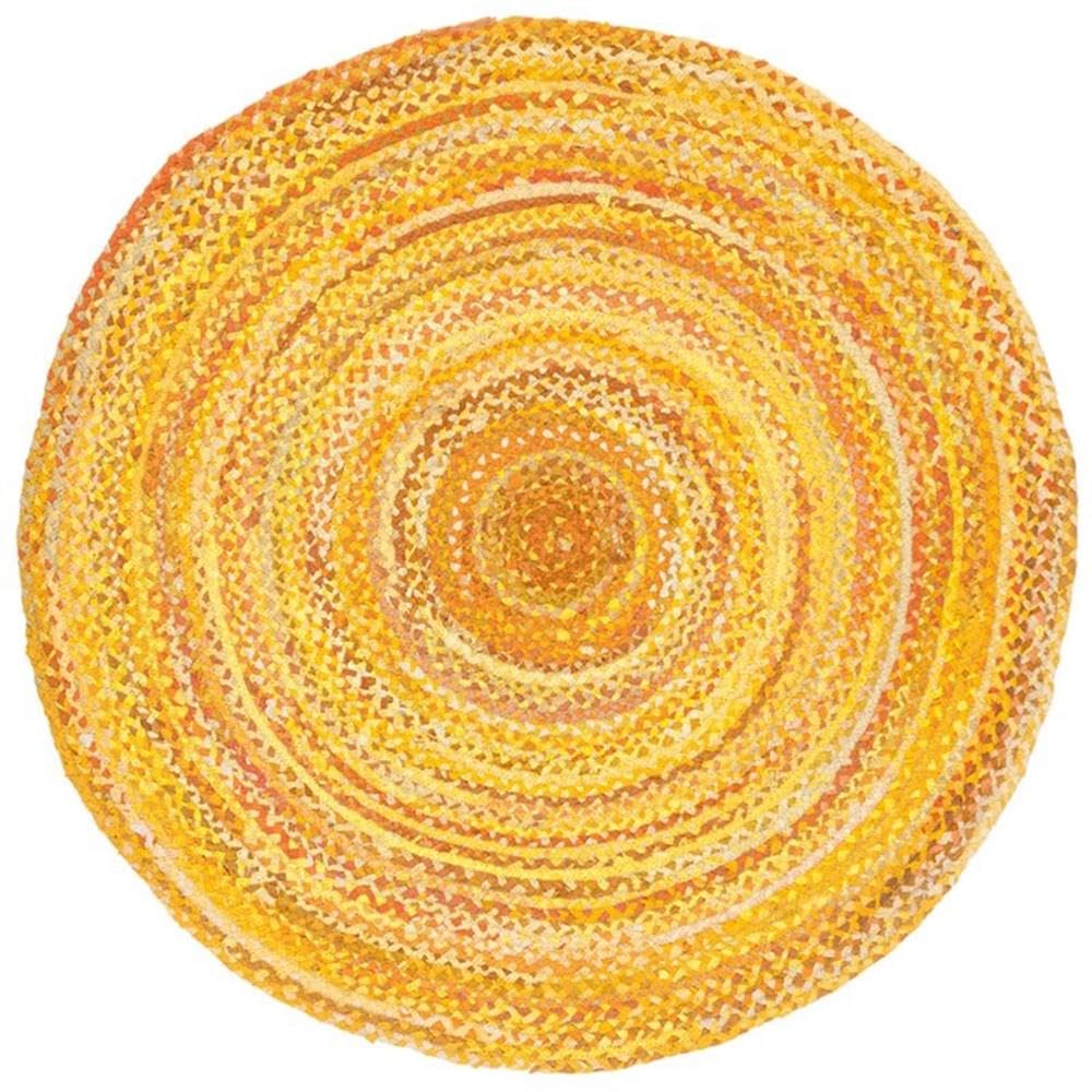 SAFAVIEH Braided Collection 3' Round Gold BRD452D Handmade Country Cottage Reversible Cotton Area Rug