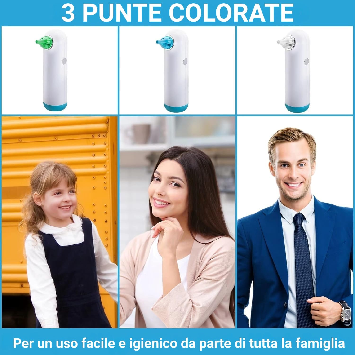 Asciugatore Elettrico per Orecchie di Tilcare - Asciugatore per Orecchie Ricaricabile per Nuotare, Fare la Doccia - Con 3 Punte per Asciugare le Orecchie e Custodia per il Trasporto