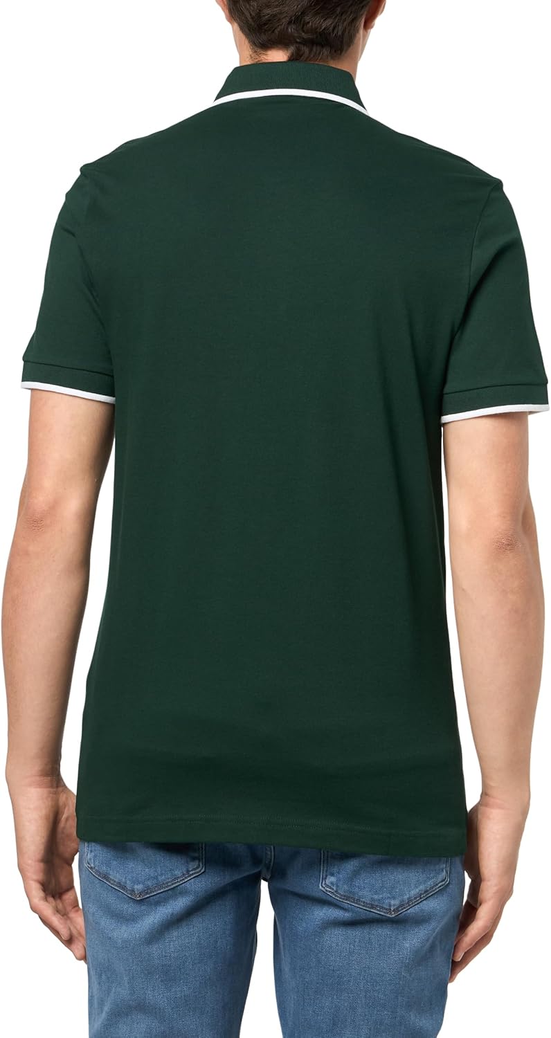 BOSS Mens Square Patch Logo Slim Fit Cotton Polo Shirt - Image 2