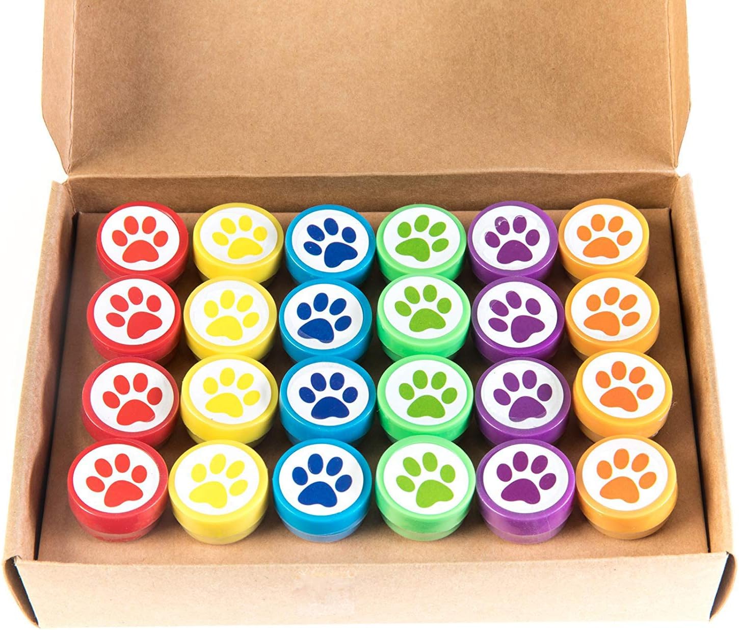 HujiPaw Print Stampers 24 Pieces Birthday Supplies Bag Accessories Toys Classroom Teachers Reward Activities for Children's Party Favors Birthday Parties School (Paw, 24 PCS)