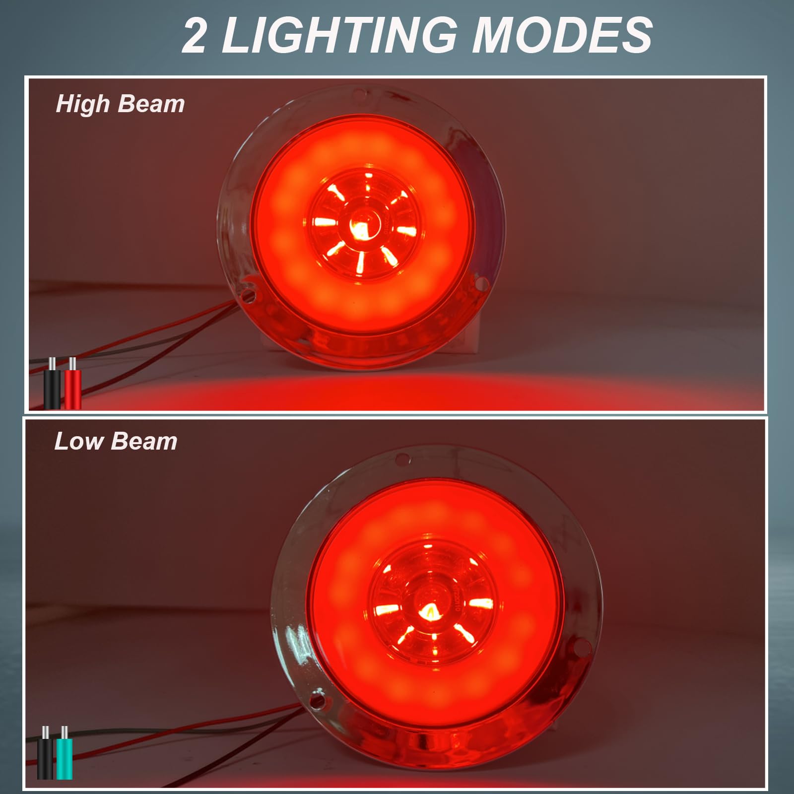 Fanali LED Posteriori Per Rimorchio - 4 Pezzi Rotondi, 24 LED, 12V/24V, Rosso, Con Lunetta Cromata, Impermeabili