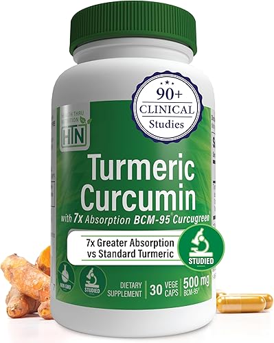 Health Thru Nutrition Complejo de curcumina de cúrcuma de 500 mg | como BCM-95 Curcugreen clínicamente estudiado | Certificado vegano | (sin OMG e