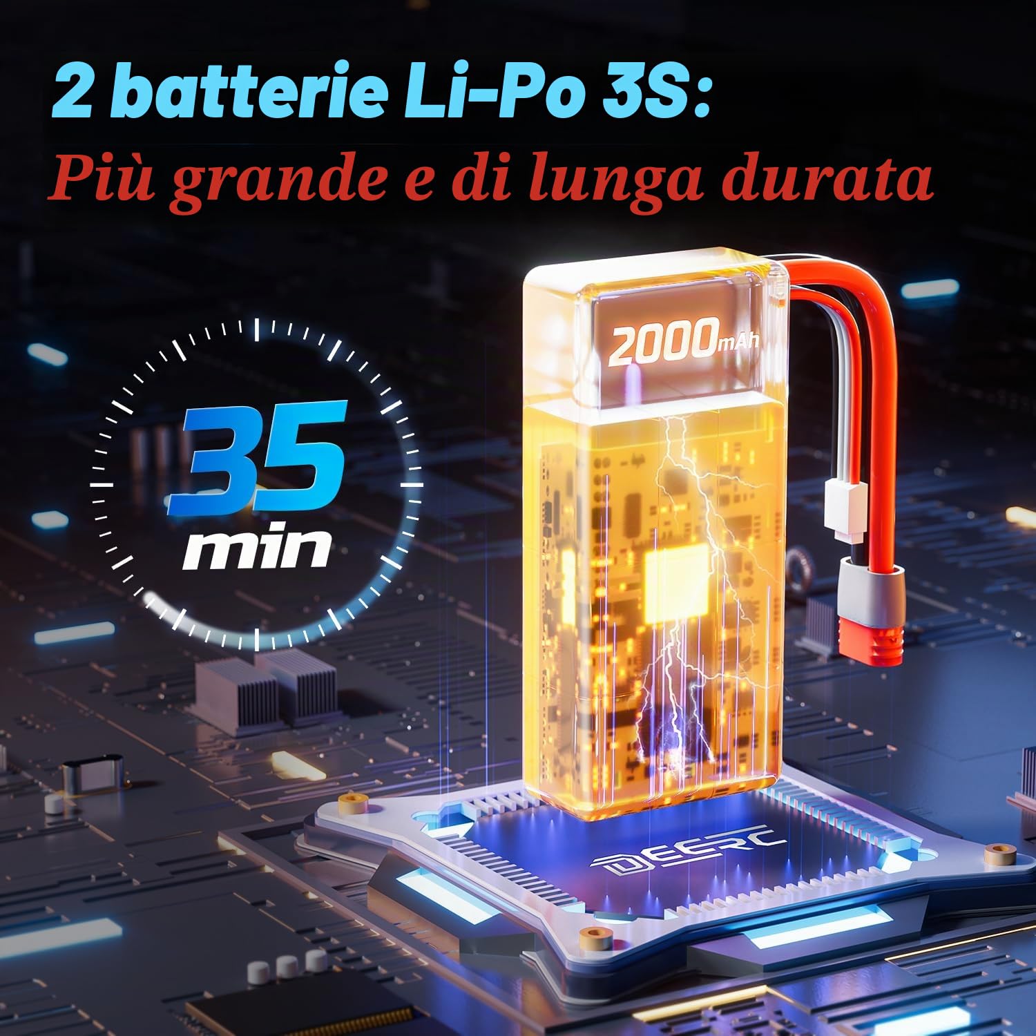 DEERC Auto radiocomandata senza spazzole 1:14 per adulti, 46 mph off-road, 2 x 3S Lipo, 4WD impermeabile, 7 modalità di luce, auto radiocomandata ad alta velocità, fuoristrada per neve, sabbia e fango
