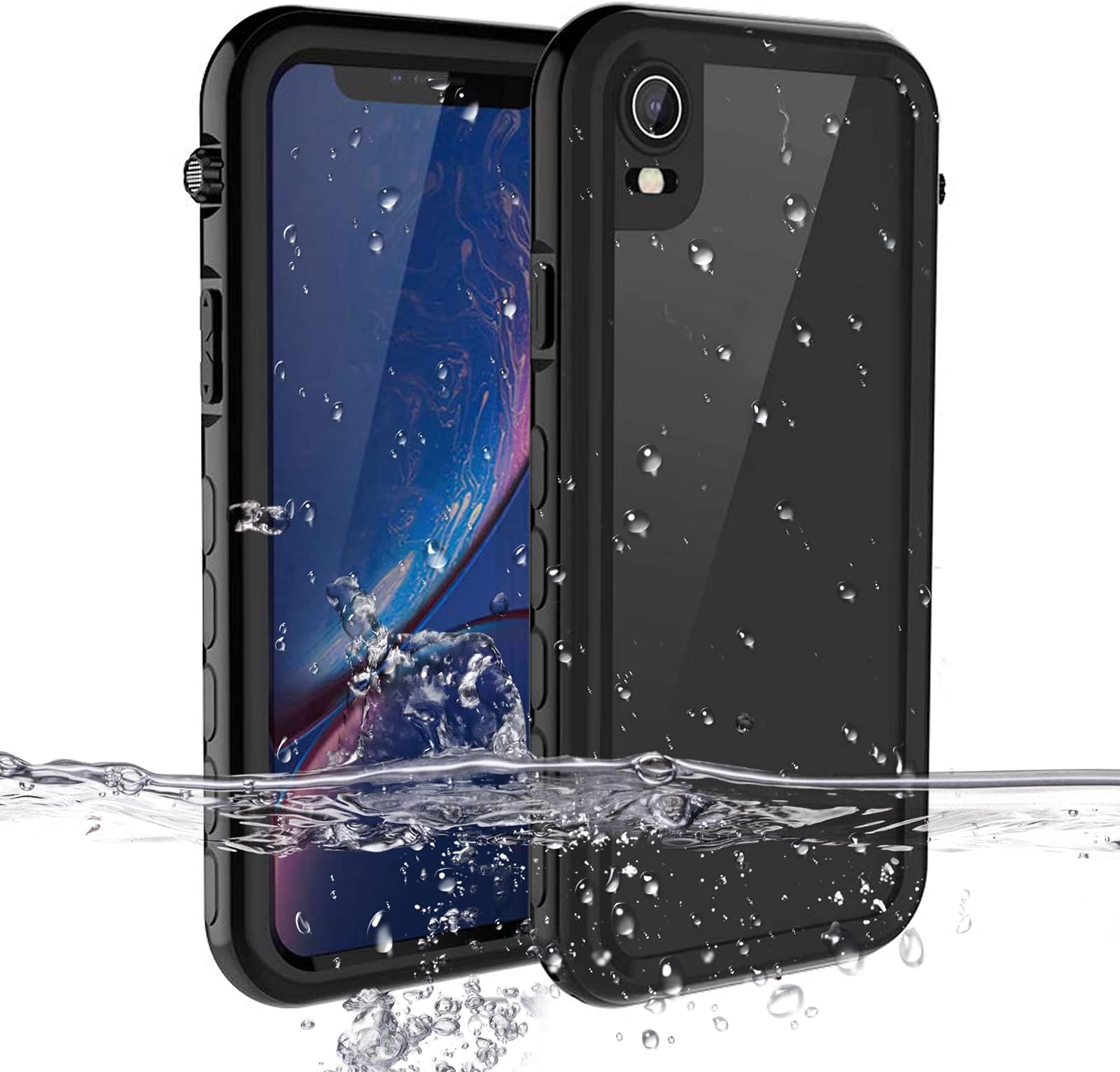 Compatible with Waterproof Shockproof Case iPhone XR,Underwater Full Sealed IP68 Certified Case Dustproof Snowproof Cover with Built-in Screen Protector Black
