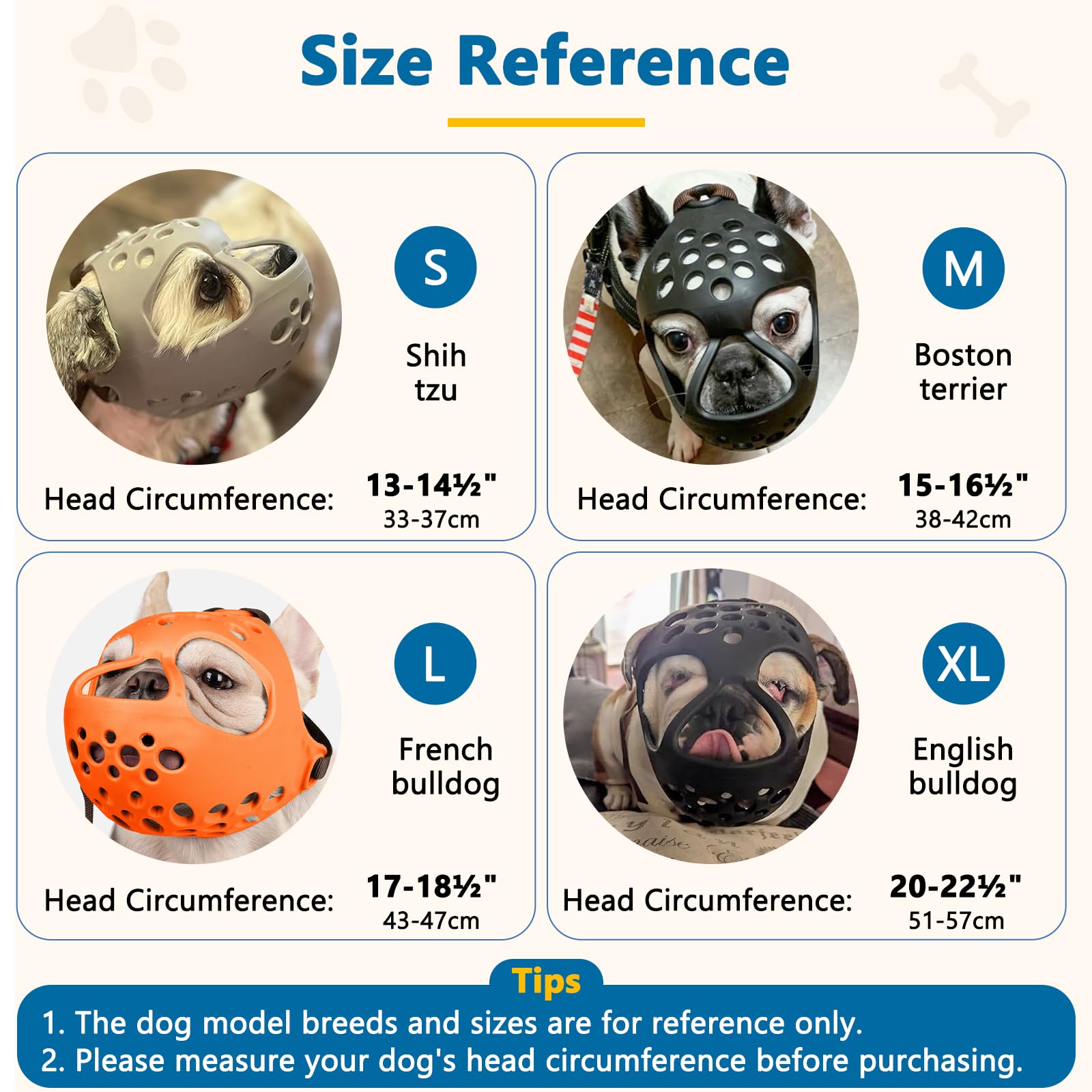 BARKLESS Maulkorb für Hunde, mit kurzer Schnauze, weiches Silikon, flach, für Französische Bulldogge, Shih Tzu und Mops, zum Beißen, Kauen, ermöglicht Hecheln (L(42.9–48 cm), Orange)