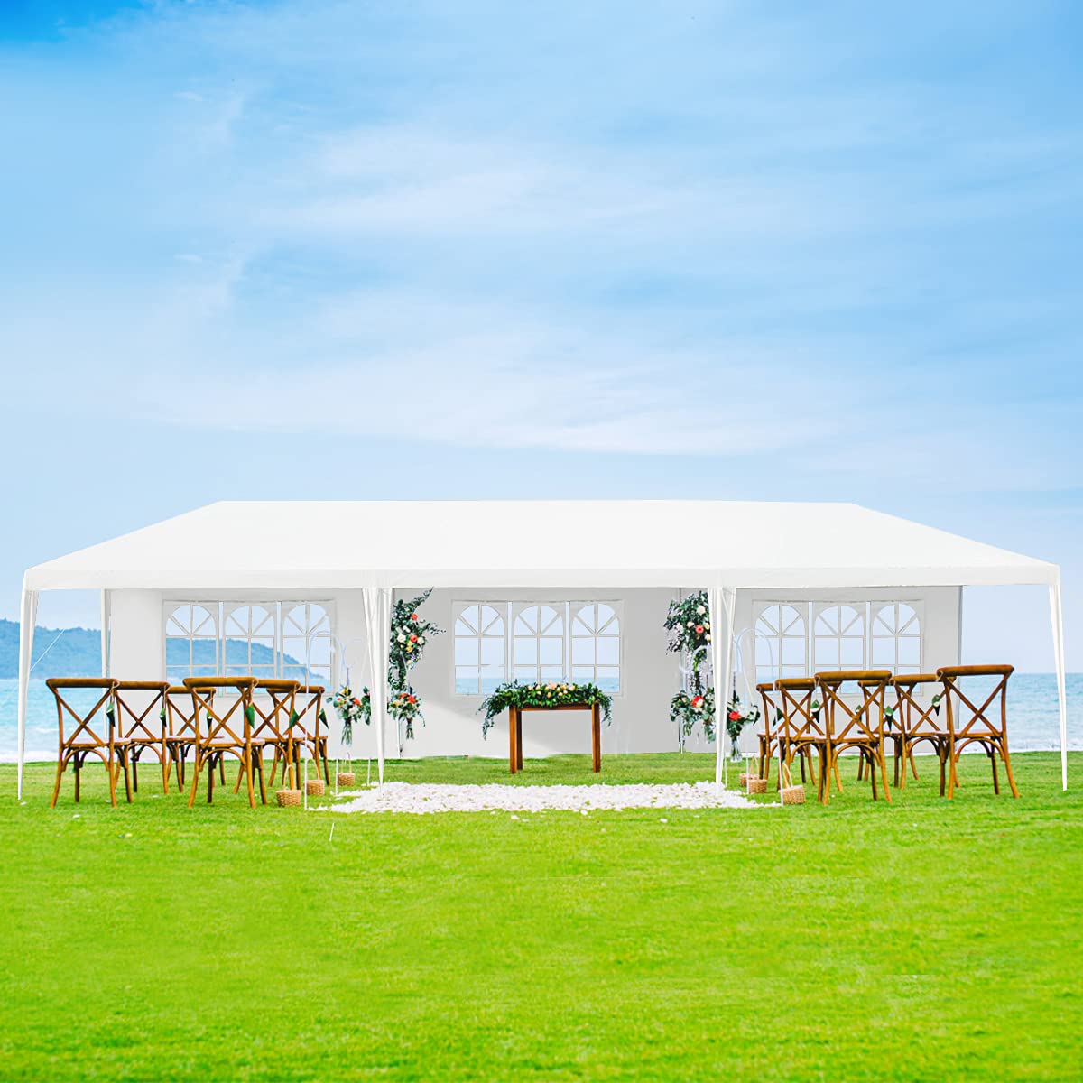 GOPLUS Carpa Plegable 3 x 9 m Impermeable con Protección UV
