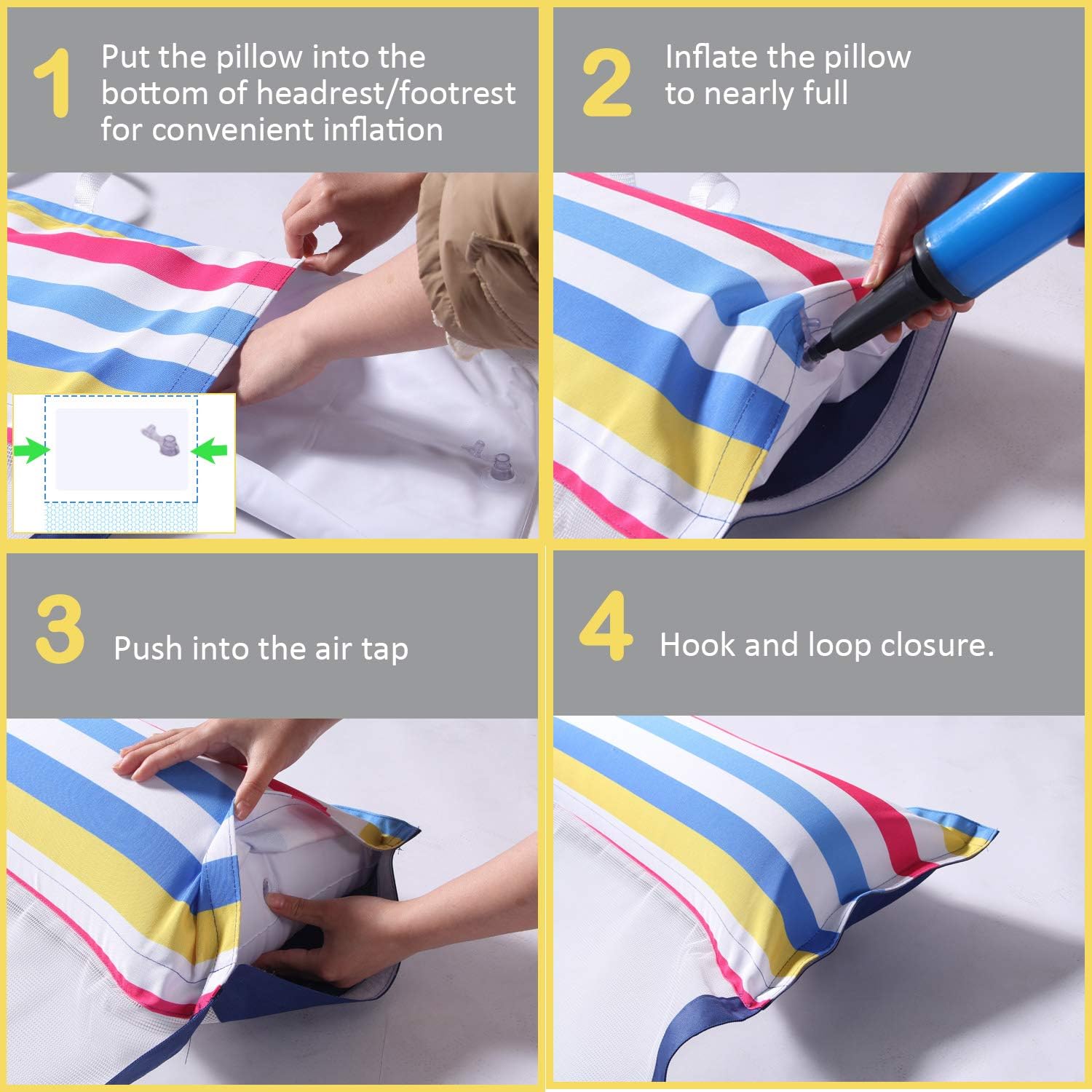 FindUWill Fabric Pool Hammock Floats, XL, 2Pack Inflatable Water Hammocks Floaties 4-in-1 (Saddle, Lounge Chair, Hammock, Drifter), Pool Float Lounger for Adults - Image 6