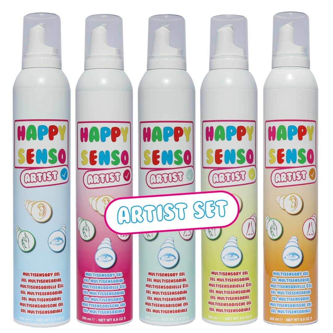 Gel sensoriel Happy Senso Artist aux propriétés multisensorielles - 300 ml en différentes couleurs et parfums - Entendez, sentez, voyez et sentez en un seul (neutre, bleu)