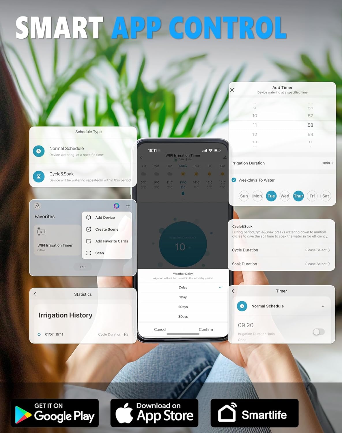 WiFi Sprinkler Timer, Smart Bluetooth Hose Timers, Water Timer for Garden Hose with APP, Digital Automatic Irrigation System Compatible with Alexa Google, for Outdoor Garden Lawn, 1 Outlet