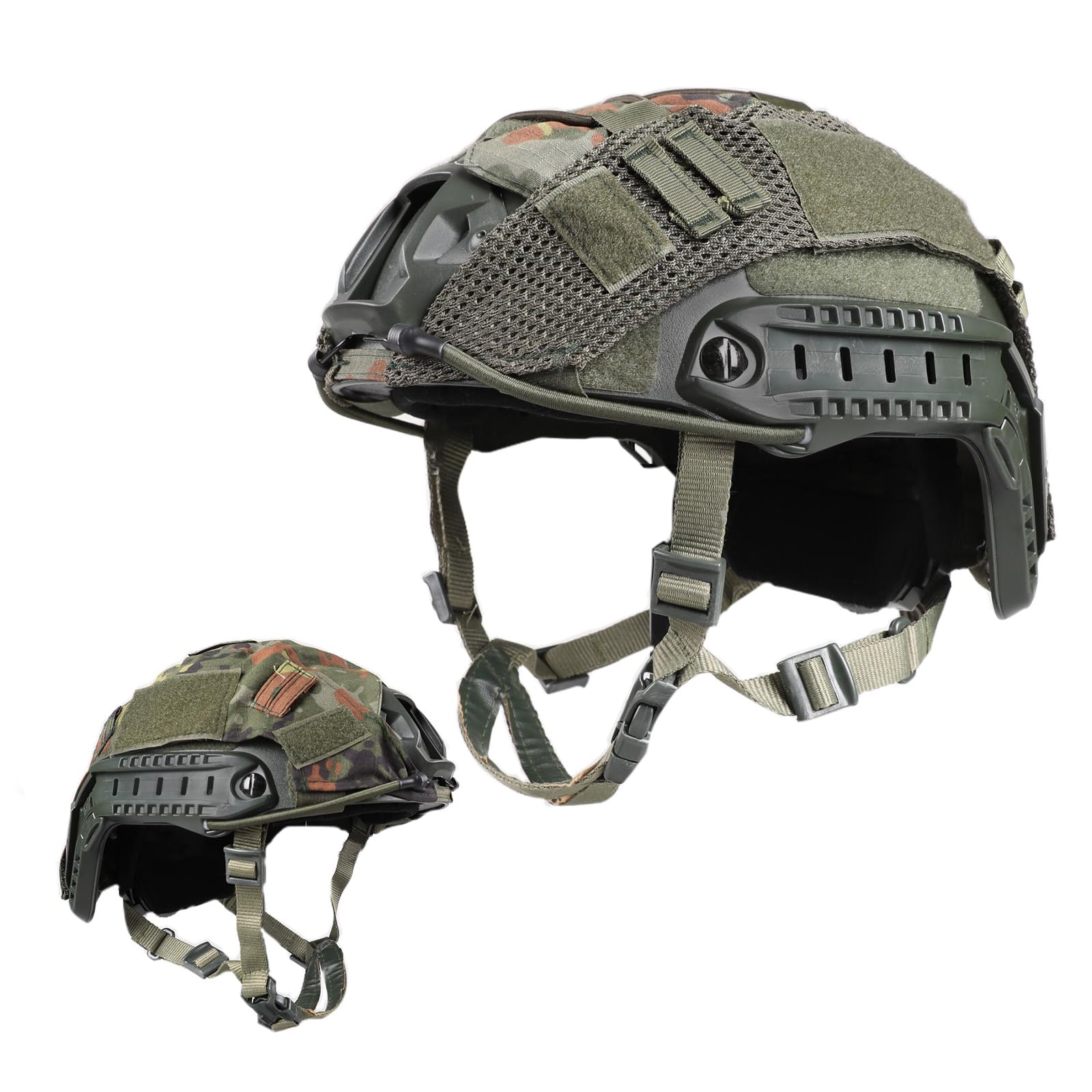 Adjustable Tactical Helmet with Helmet Cover, PJ Type Tactical Multifunctional Protective NVG Mount for Cosplay Hunting Shooting