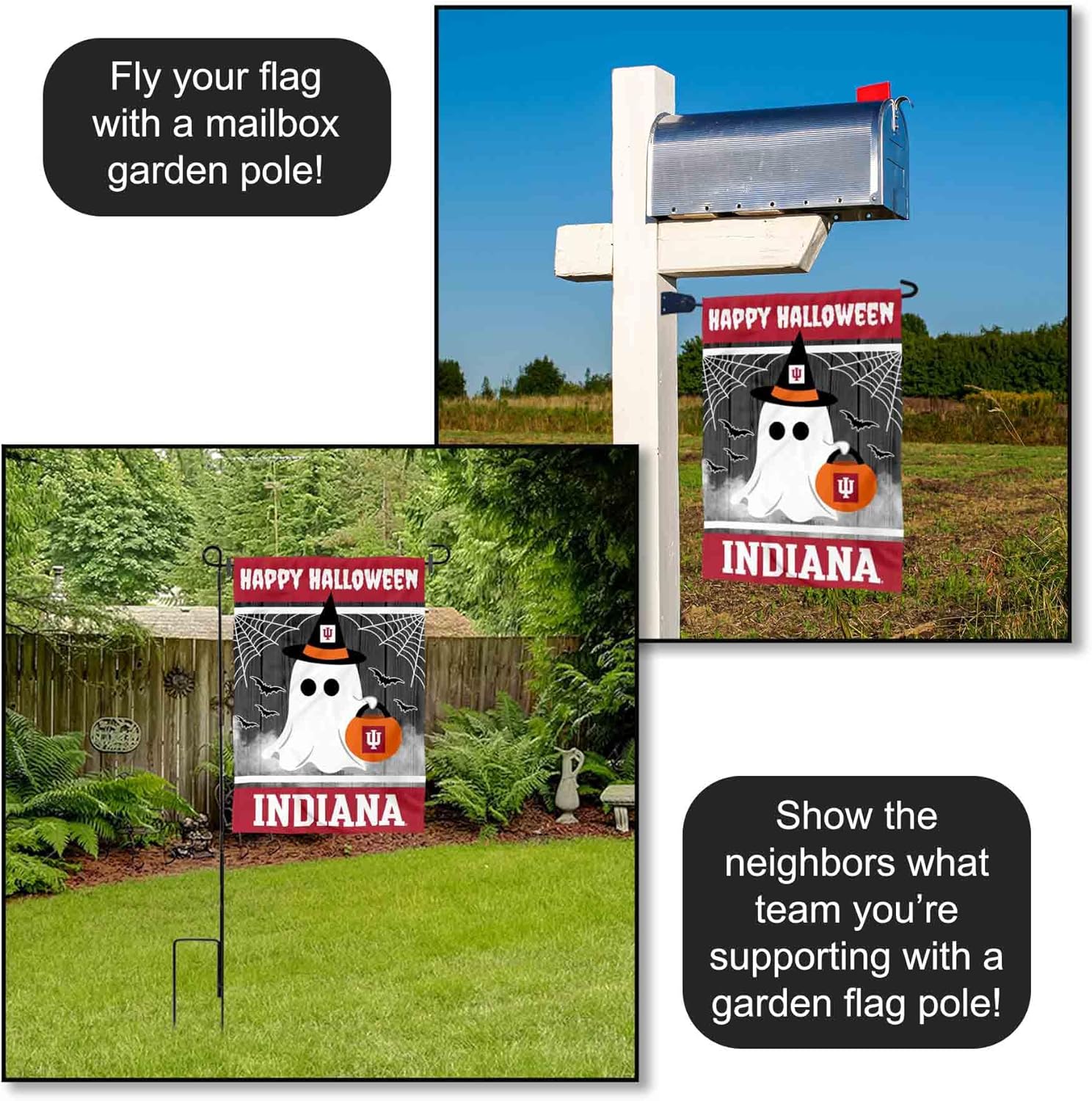 Indiana Hoosiers Happy Halloween Double Sided Garden Yard Flag - Image 4