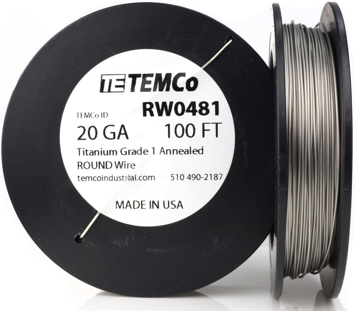 TEMCo Titanium Wire 20 Gauge 100 FT Surgical Grade 1 Resistance AWG ga