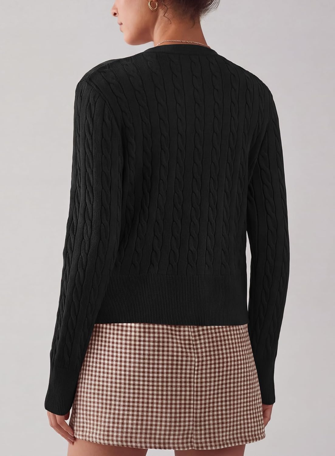 Darong Women's Long Sleeve Cable Knit Cardigan Sweater Fall Winter Open Front Button Up Outfits Fashion Clothes - Image 2