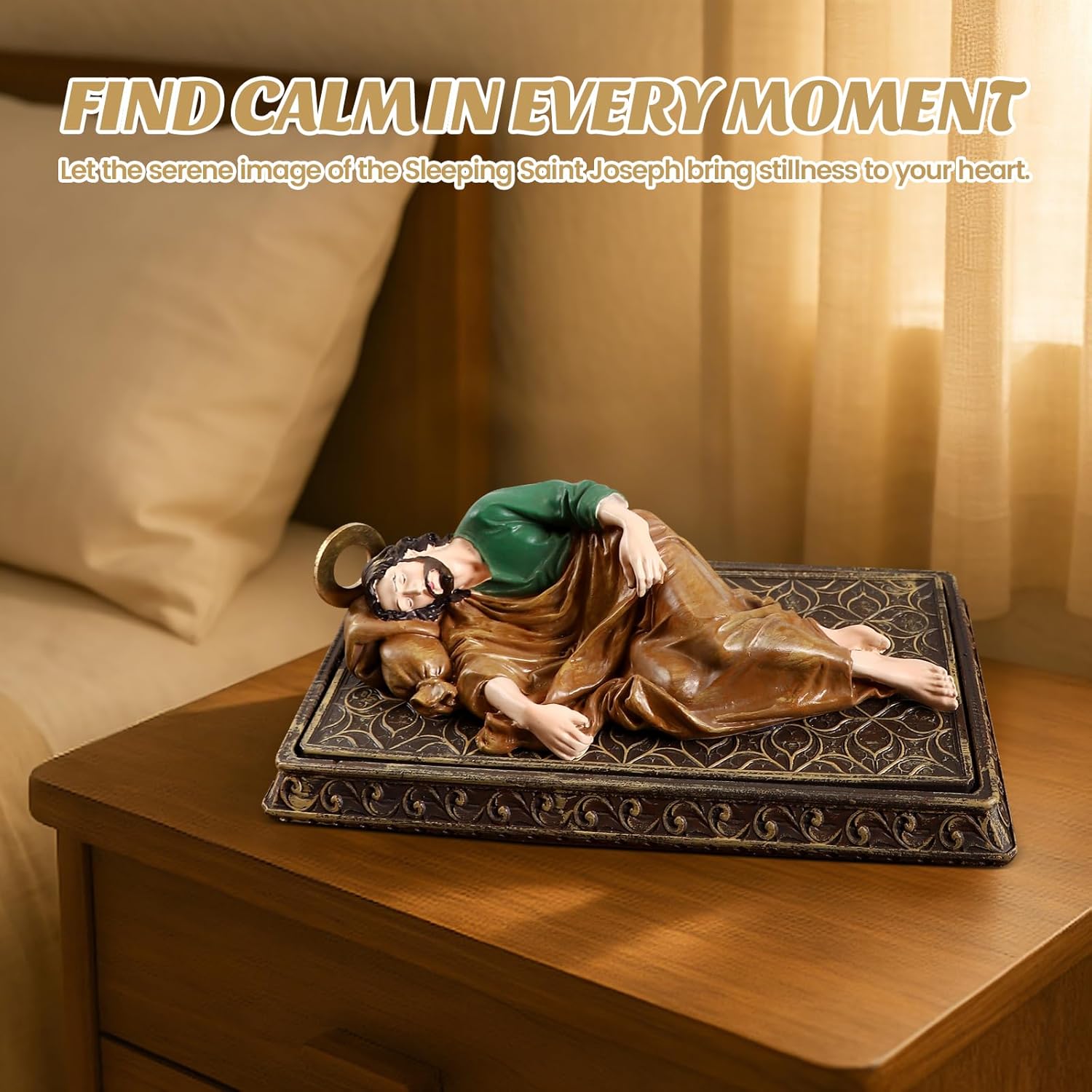 TALPGOD Sleeping St Joseph Statue 8.5 Inch,Catholic Statue Figure with Case and Rosary for Home Decor,San Jose Dormido Estatuas for Religious Gift - Image 5