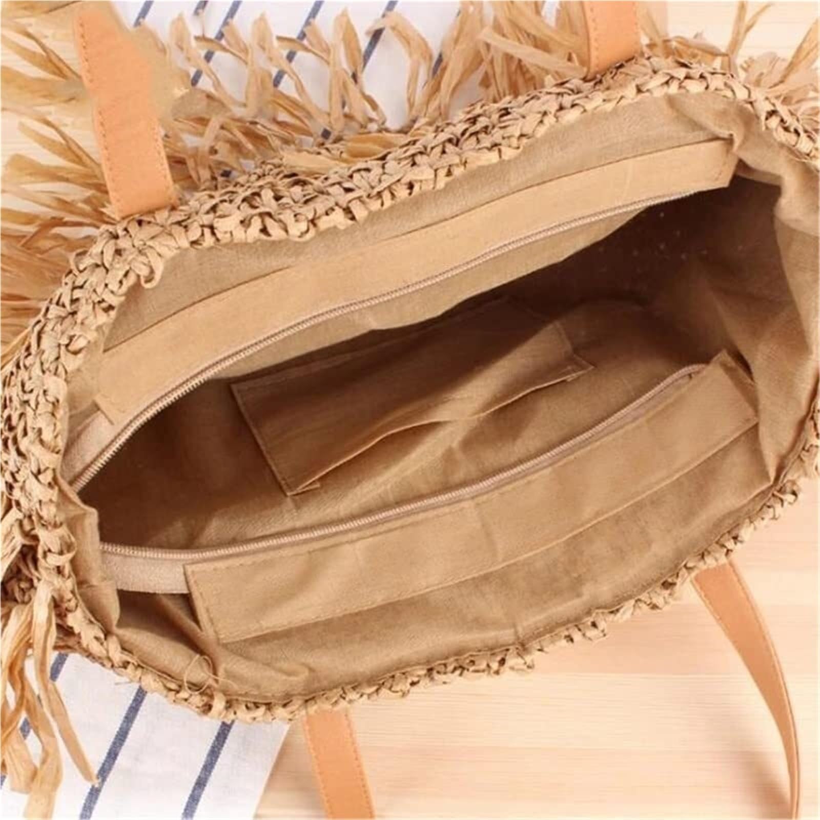 Bolso de Paja Bolso semicircular con borlas, Bolso Tejido de Paja para Mujer, Bolsos Hombro ratán Papel Pinchos, Informales Grandes, Playa Verano Mujer(Blue,Pink,Black)
