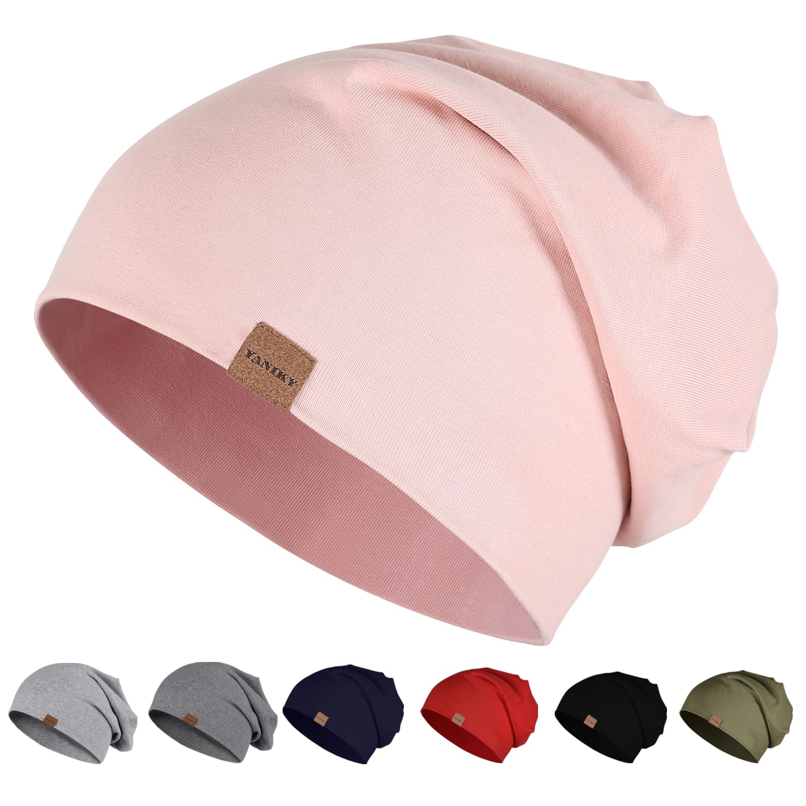 YANIKY Mütze Herren Damen, Slouch Beanie Mütze Baumwolle, Dünne Leichte Mütze, Weich Chemo Mütze, Winddicht Jersey Longbeanie für Alle Jahreszeiten