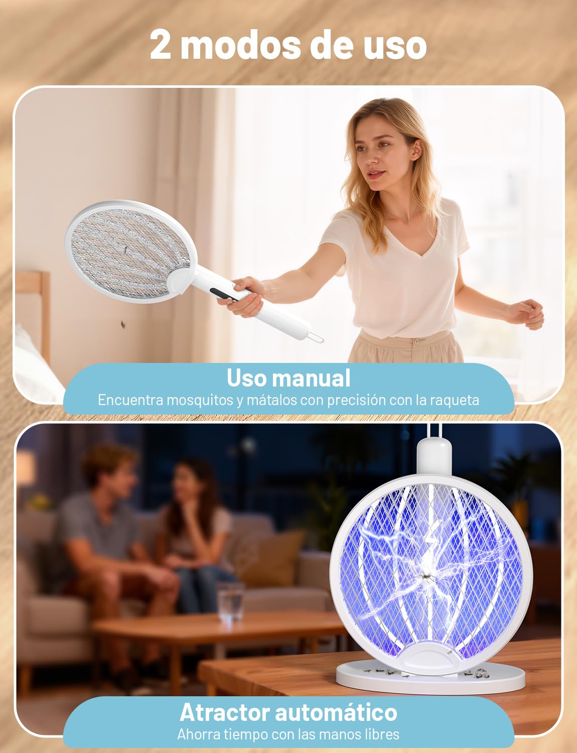 YISSVIC Raqueta Mosquitos Electrica Mata Mosquitos Electrico Plegable 3 en 1 4000V 1800mAh con Base Recargable USB-C Matamoscas Electrico de Luz UV para Mata Mosquitos, Polillas y Hormigas Voladoras — view 6