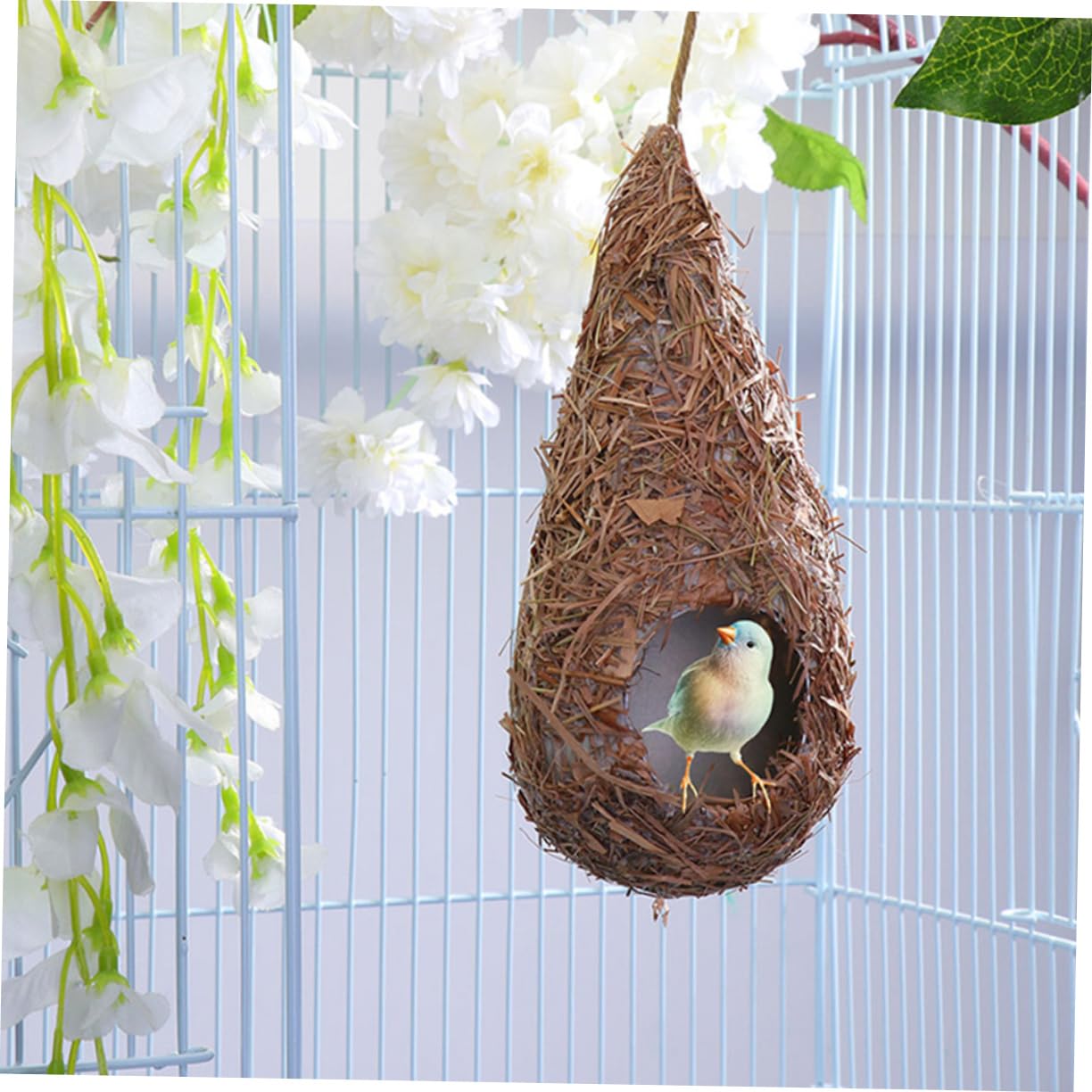 Set 5 Nidi per Uccelli Sospesi in Paglia Intrecciata a Mano, Resistente e Traspirante, Decorazione Naturale per Giardino, Casa e Matrimonio, Casetta per Uccelli da Esterno e Riproduzione