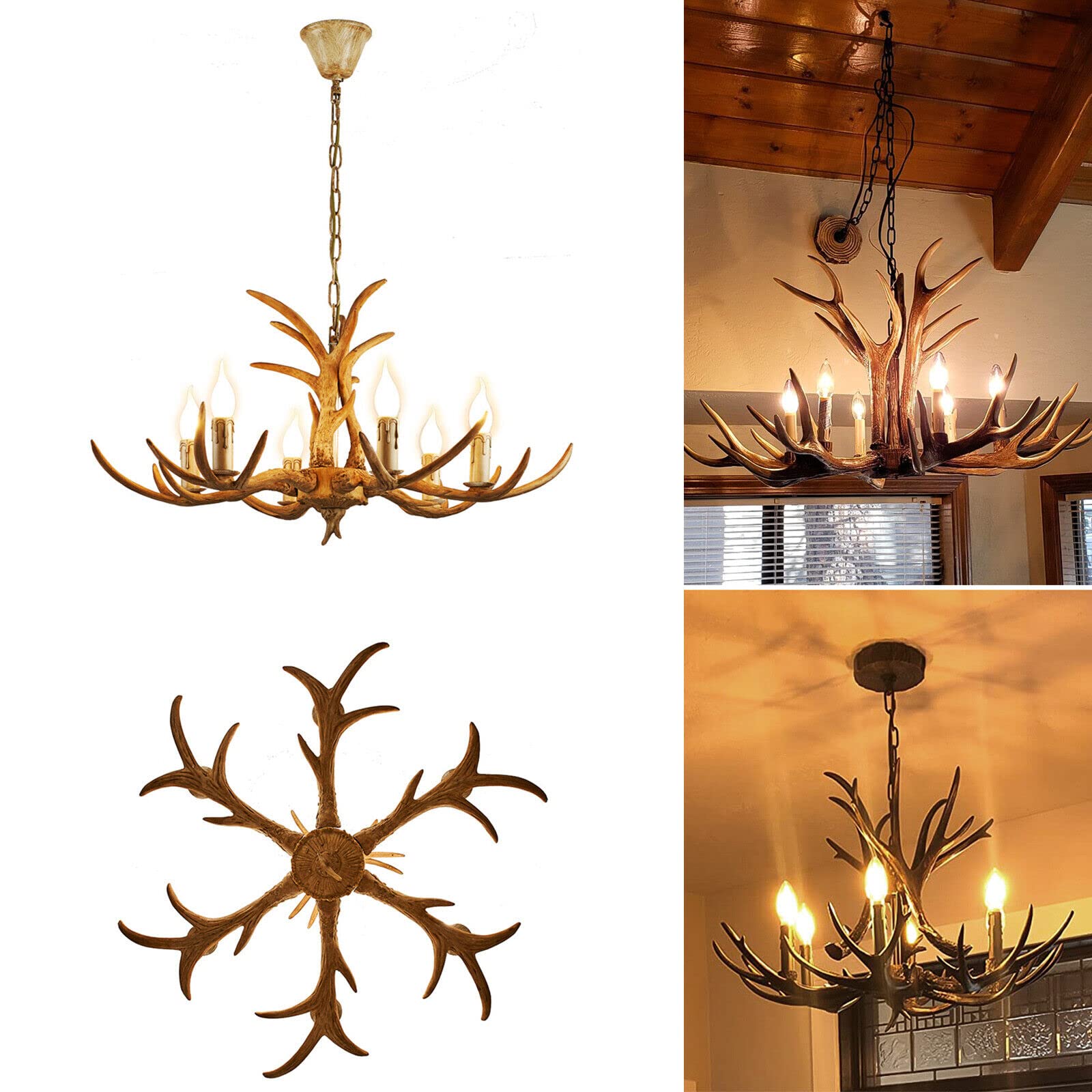 Lampada da Soffitto in Stile Retrò - Lampadario in Resina Con Corna di Cervo - Lampada a Sospensione a Forma di Martello