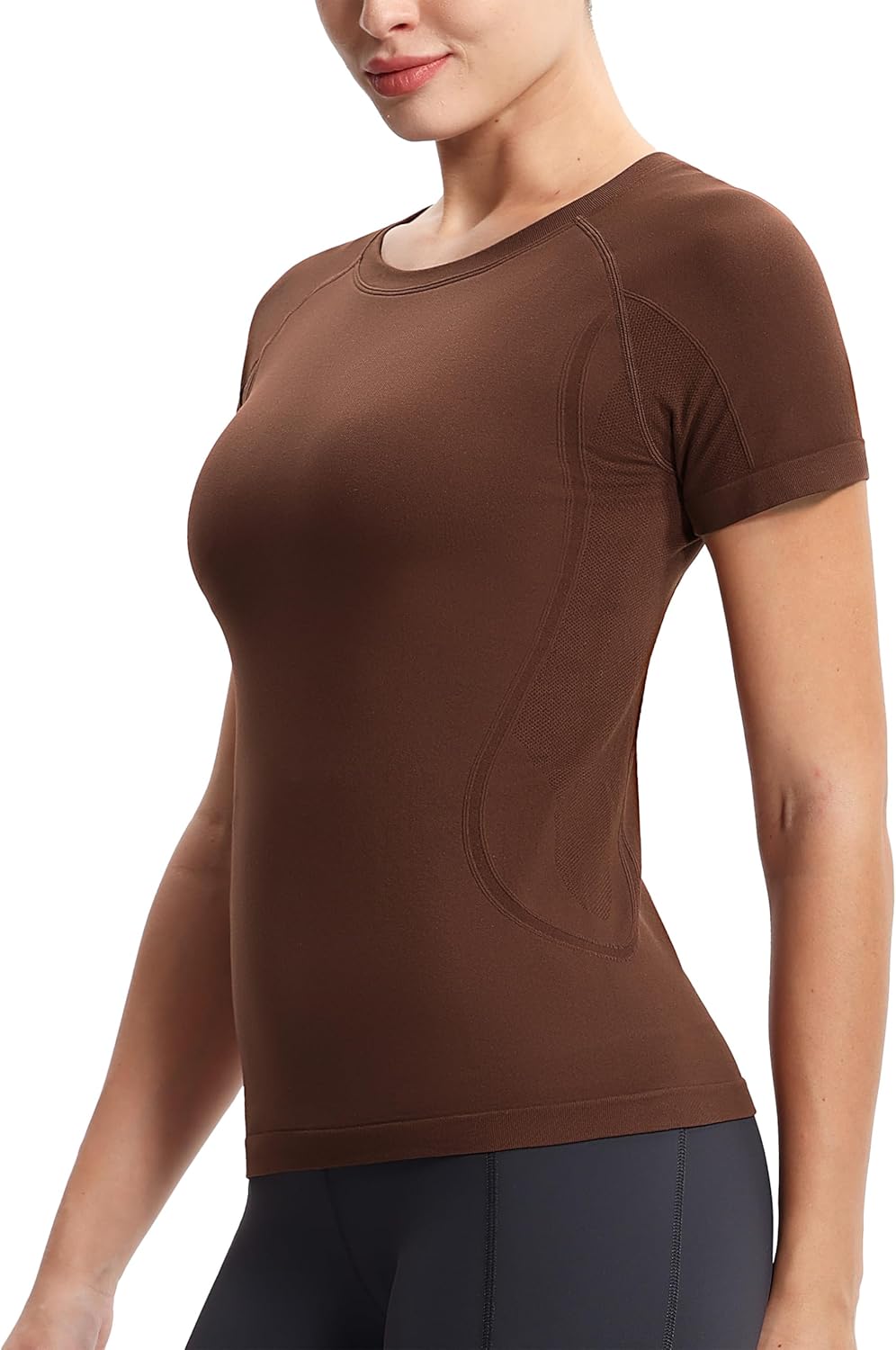 THE GYM PEOPLE Women's Seamless Workout T-Shirts Short Sleeve Slim Fit Shirts Breathable Running Tee Tops