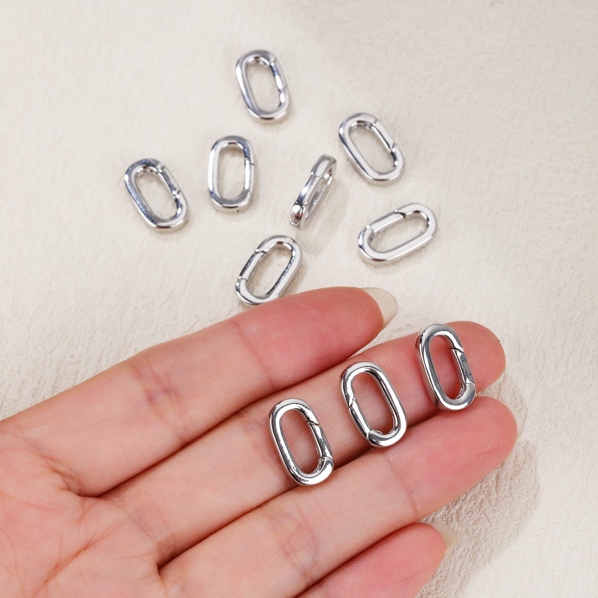 Lot de 10 fermoirs ovales en or 18 carats pour collier, connecteur à ressort, porte-clés, mousqueton, pour fabrication de bijoux, colliers, bracelets, porte-clés