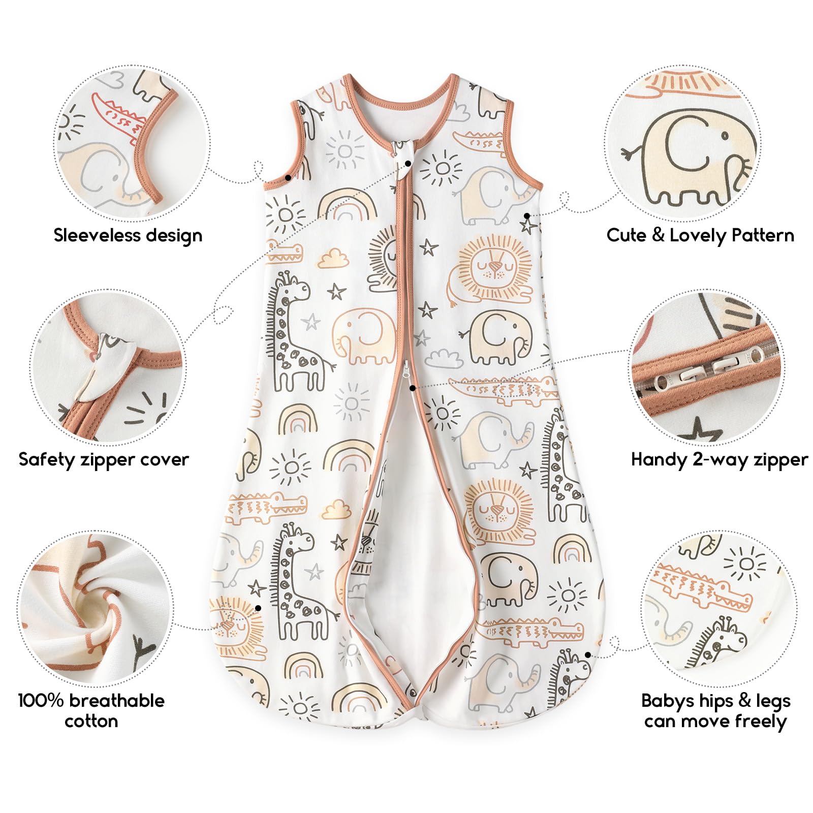 Yoofoss Baby Sleeping Bag 1.0 Tog - 12-18 Months 2 Pack Sleeping Bag Baby 100% Organic Cotton Sleep Sack for Newbron Infant Toddler Warm Soft — view 6