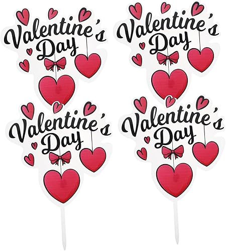 4pcs Flag Wedding Topper Valentine Dessert Toppers Party Cake Ornament Wedding Ceremony Decorations Red Decor Paper Cups Anniversary Cake Decor