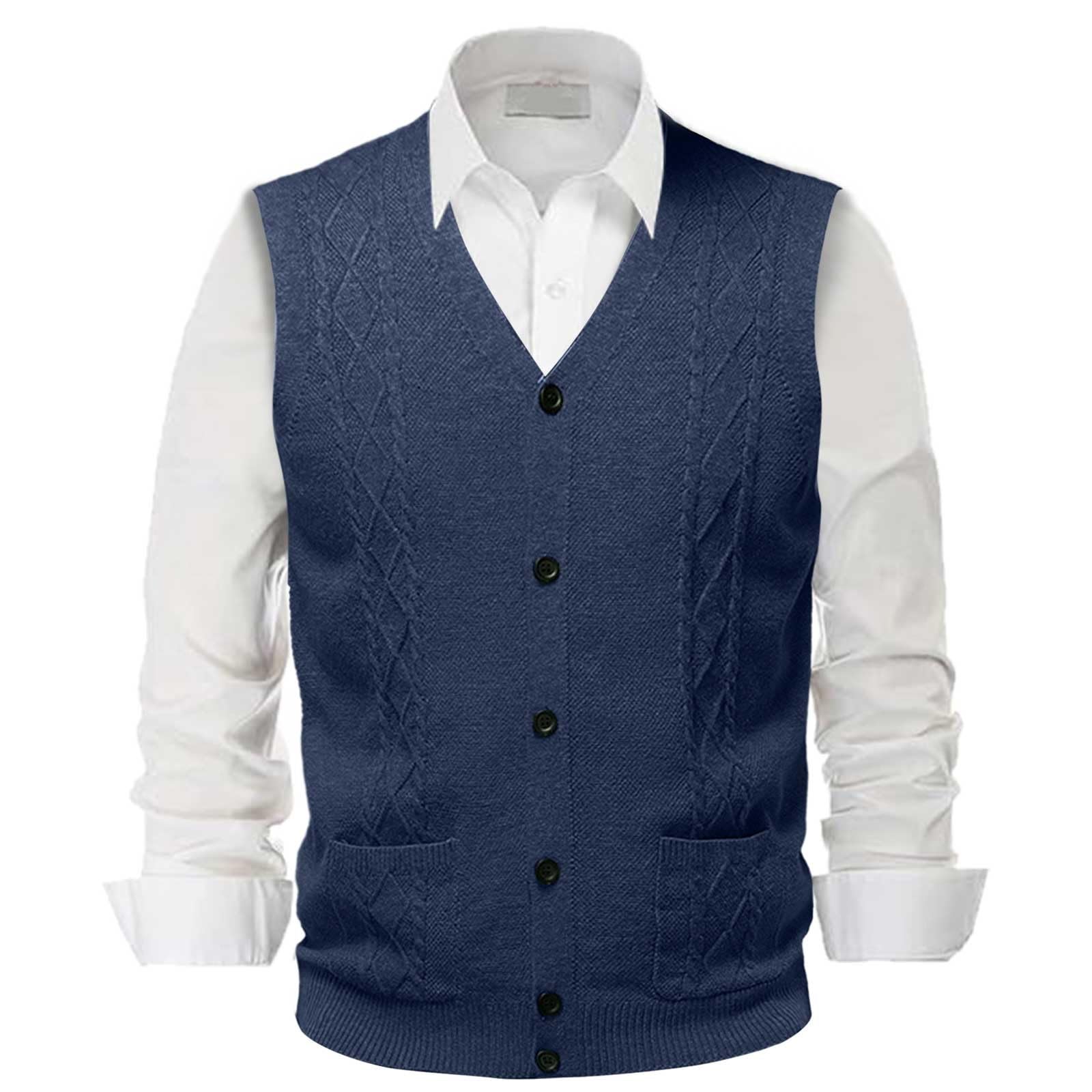 Pull Sans Manches Homme Tricot Fin – Col V Décontracté, Idéal Travail Et Loisirs, Look Élégant Et Confortable