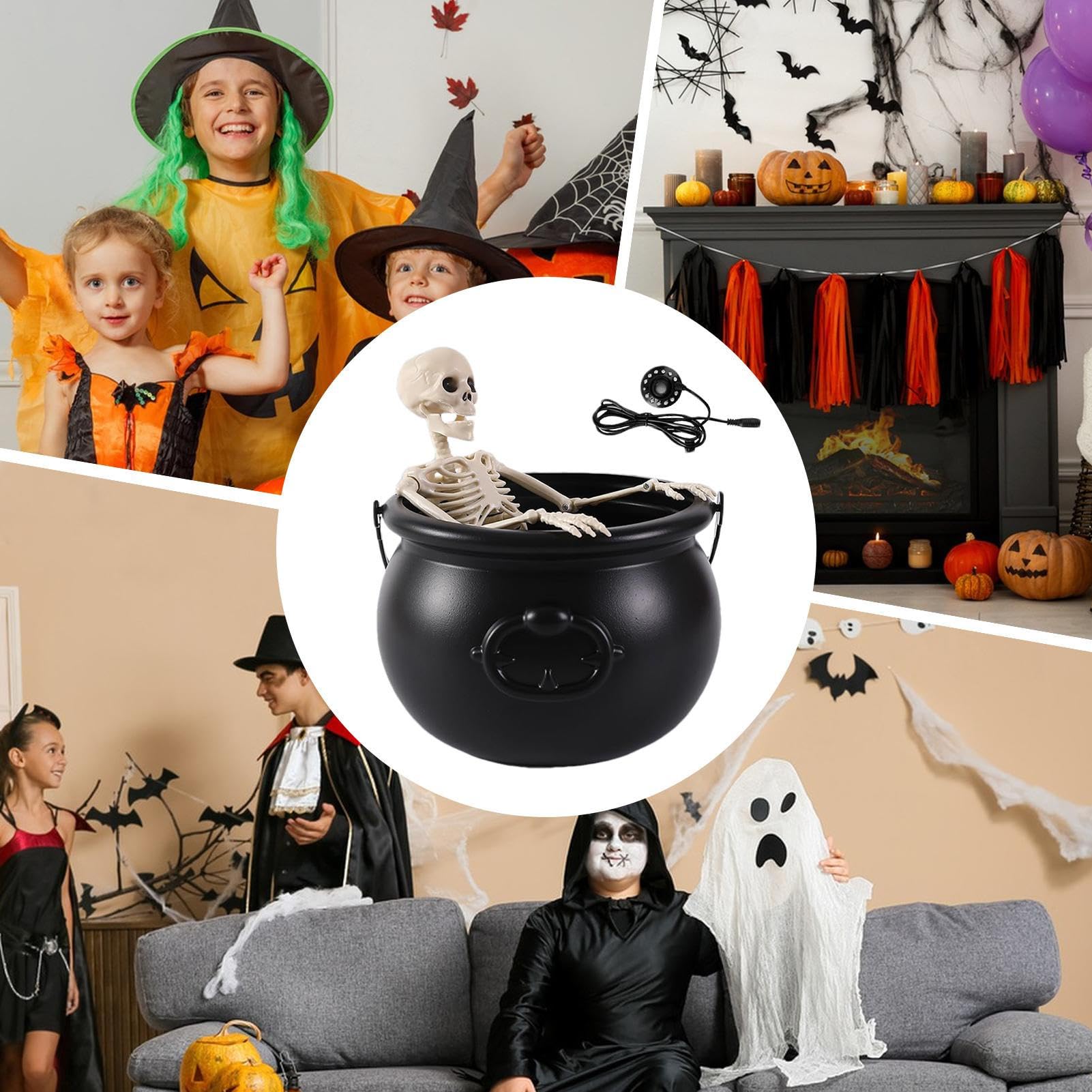 Decorazione di Halloween | Decorazione a caldaia di con scheletro per Halloween - Scultura per feste scoppianti per collezionisti interni ed esterni giardino
