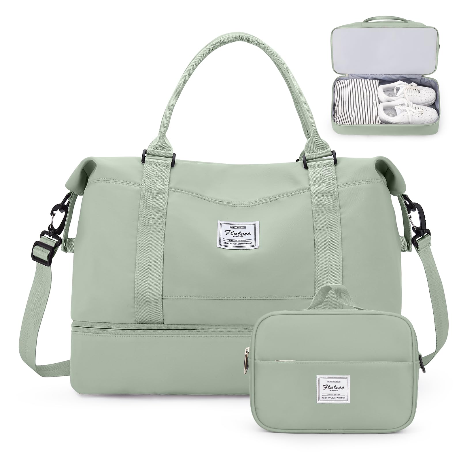 Weekender Bags for Women,Personal Item Travel Bag with Shoes Compartment,Overnight Travel Duffel Bag with Toiletry Bag