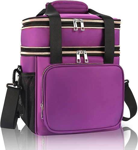 Miniatura 14 de GLENKEY Lonchera de doble cubierta con aislamiento, bolsa de almuerzo grande y expandible, a prueba de fugas, hielera, bolsa de almuerzo para