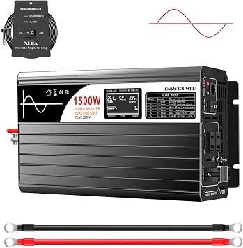 Xijia 1500 W Pure Sine Wave Inverter, DC 48 V, AC 100 V, 50/60 Hz Switching, Car Mount, Maximum Output 3000 W, Low Noise, Wired Remote Control, Home Power Storage System, Off Grid, Emergency Power